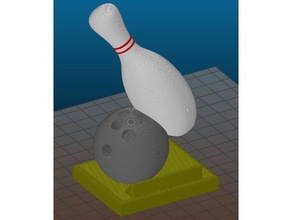 bowling trophy multicolor sport & outdoors ball cup pin dual extrusion prize 3d print model - Mito3D