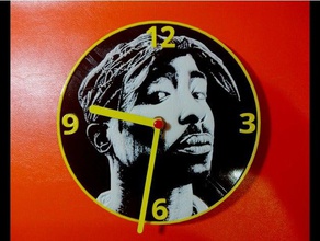 reloj tupac art 3dlito clock lithophane litofania relief relieve 3d print model - Mito3D