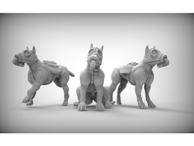 Krieg Hunde x3 Gang Modelle 28 Kreatur Tod Hund gas krieg der Miniatur starwars tabletop 3D print model - Mito3D