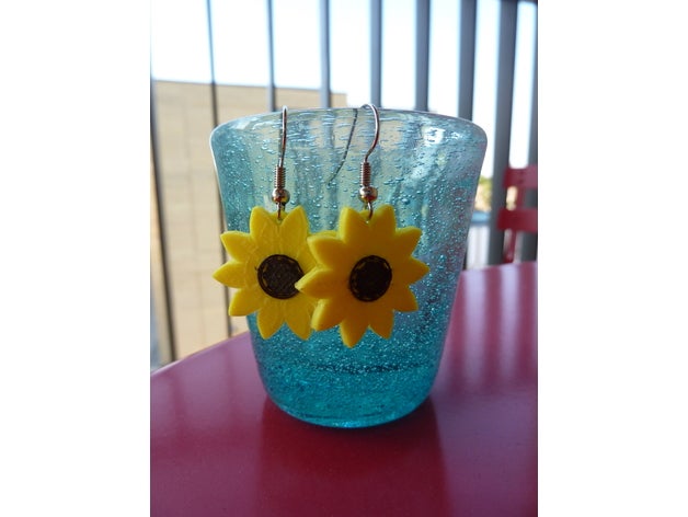sunflowers earrings fashion flower style summer sunflower 3D print model - Mito3D