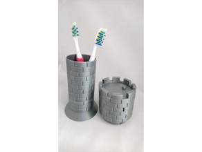 toothbrush cup - fort tower bathroom container dnd 3d print model - Mito3D