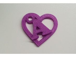 heart keychain keychains letter crazy text initial initials love 3d print model - Mito3D