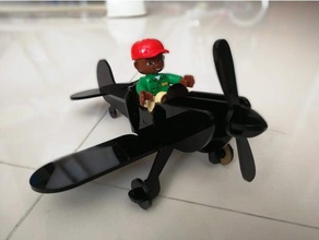 Holz-duplo Flugzeug puzzle Spielzeug & Spiele duplo kompatibel lasercut 3d print model - Mito3D