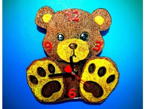 reloj osito ted art 3dlito bear clock oso relief relieve 3d print model - Mito3D