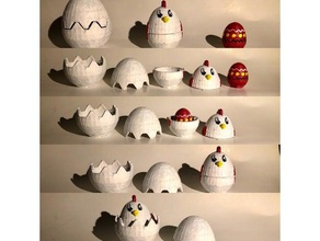 matryoshka chicken egg decor animal chiken dilemma easter holidays 3d print model - Mito3D