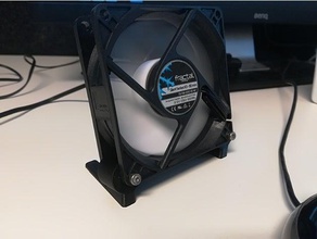minimalistic fan stand 80mm 15degrees 15degree angle computer cool cooling delicate desktop nice simple small 3d print model - Mito3D
