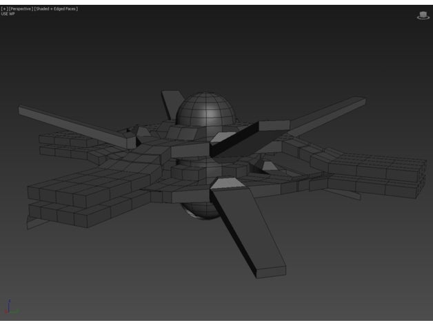 ters gyrocopter drone çerçeve sanat 3D print model - Mito3D
