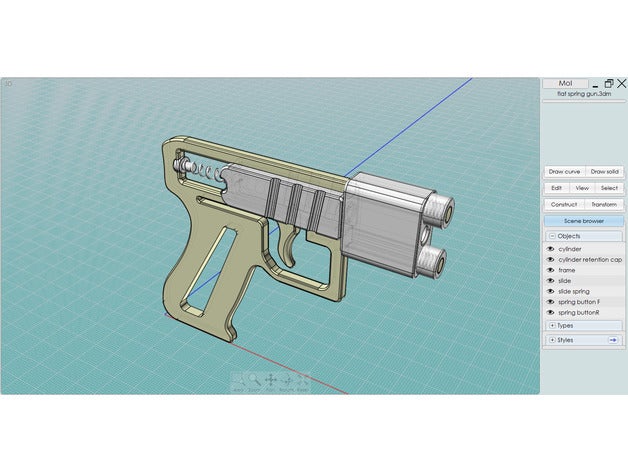 düz bahar silah oyuncak öğrenme 3D print model - Mito3D