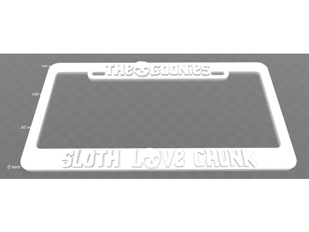 goonies sloth love chunk license plate frame signs logos 3D print model - Mito3D
