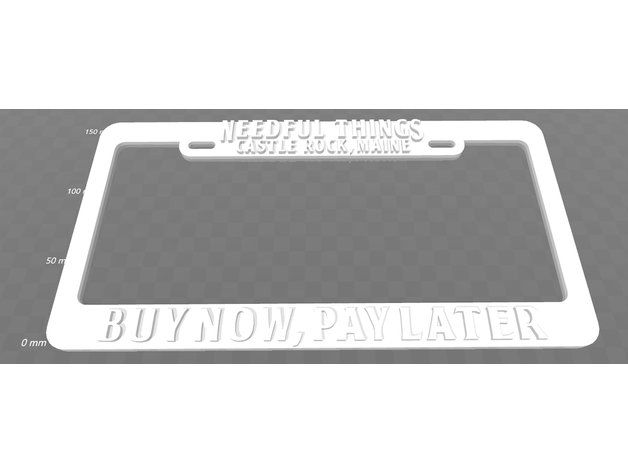 needful things buy now pay later license plate frame stephen king signs logos castle rock 3D print model - Mito3D