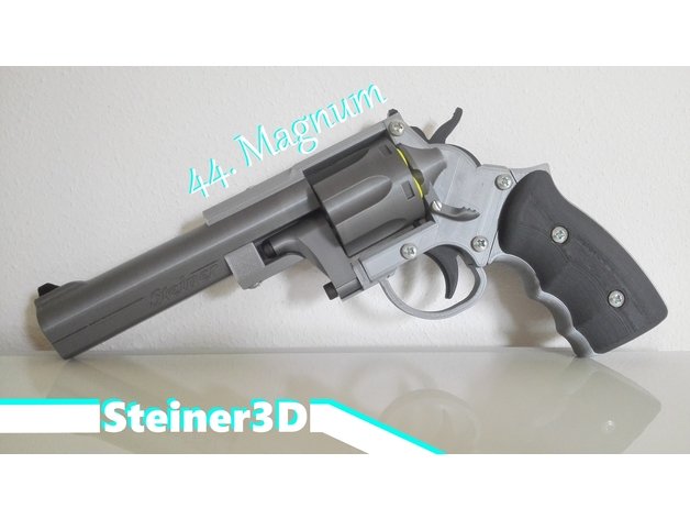 la proposición de pistola revólver acción simple props 44 magnum munición mecánica el mecanismo juguete trabajo 3D print model - Mito3D