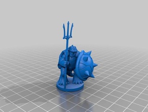 spiked tortle trident shell shield toys games dnd miniature 3d print model - Mito3D