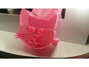 kitty cat vase container containers mode 3d print model - Mito3D