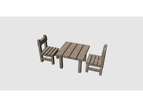 miniatura sedia da tavolo minyat&uumlr masa sandalye modello mobili fata mini tabella miniature di legno in 3d print model - Mito3D