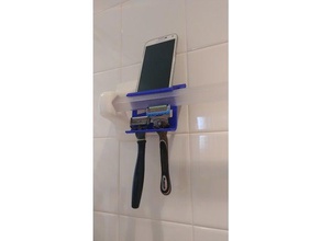 towel rack shower caddy bathroom phone holder razor smartphone smartphoneholder 3d print model - Mito3D