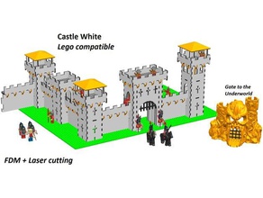 château blanc lego jouer set toys games buildacastle fdm fortress interlocking knight medieval minifig modular tower wall wood 3d print model - Mito3D