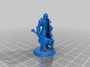 humanoid protection fighter 3d printing dd dungeons dragons mini tower shield warhammer 3d print model - Mito3D