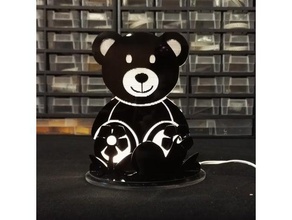teddy bear led lamp decor acrylic laser lasercut cut cutter strip plexiglass pmma teddybear 3d print model - Mito3D