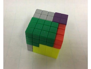 cubo rompecabezas 5 cinco piezas de disección matemáticas arte 3d print model - Mito3D