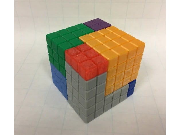 cube dissection puzzle model 33 43 +53 63 math art 3D print model - Mito3D
