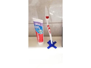 toothbrush stand bathroom blue foot 3d print model - Mito3D