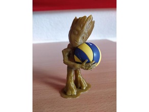 baby groot cuddling ball creatures banal keychain no more poot volleyball 3d print model - Mito3D