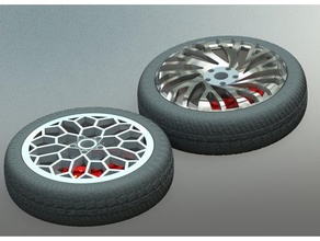 car rim collection set 4 automotive model rc rims tyre wheel 3d print model - Mito3D
