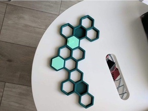 modular hex hook frame household hexagon honeycomb snapfit wall hanger mount 3d print model - Mito3D