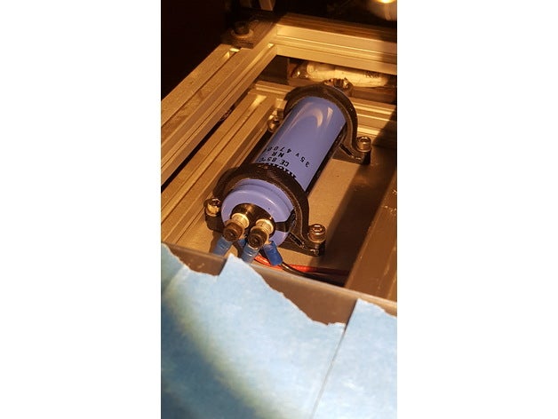 36mm horizontal electrolytic capacitor mounting bracket electronics 3D print model - Mito3D