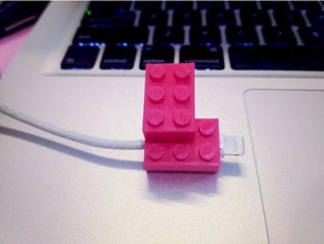 lego iphone cable protector mobile 6 lightning usb 3d print model - Mito3D