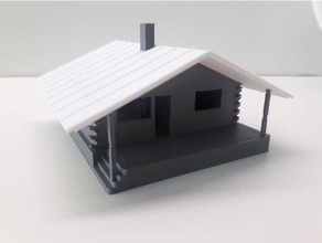 chalé de montanha edifícios estruturas a casa o mapa em parquet prancha telhado paredes 3d print model - Mito3D