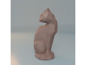 cat low poly 3d printing art lowpoly statue 3d print model - Mito3D
