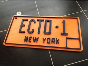 ecto-1 Lizenz-Platte keychain Münzen Abzeichen 3d-Schlüsselanhänger ectomobile ghostbusters 3d print model - Mito3D