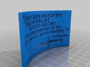 Yüzüklerin Efendisi bilbo plak sahne film prop alıntı tırnak 3d print model - Mito3D