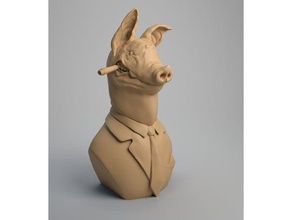 pig bust chief sculptures 3d print model - Mito3D