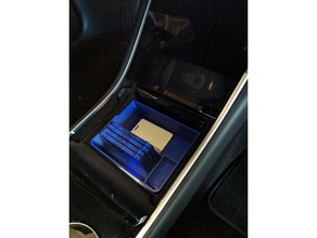 tesla model 3 consolle centrale, cassetto carta portafogli automotive archiviazione 3d print model - Mito3D