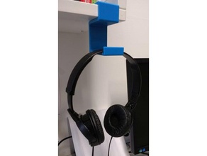 headphone hookholder shelfrack kopfh&oumlrerhalter f&uumlrs regal audio hanger holder 3d print model - Mito3D