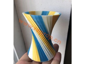 he3d triple extruder 3in1out vase rotate line hyperbolic curve containers 3 color multiextruder tri-color nozzle 3d print model - Mito3D