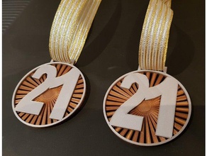 21 medalha esporte ao ar livre 21km ganhar vencedor 3d print model - Mito3D