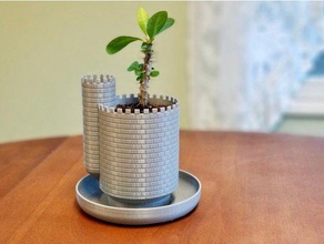 planttlement castello fioriera fossato succulente all'aperto giardino cactus torre del giardinaggio geometrica interno indoor fioriere piantare in vaso piccolo torretta 3d print model - Mito3D