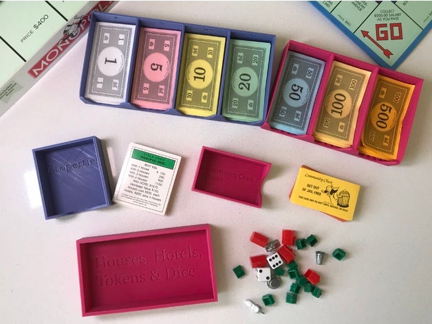monopoly-Geld tray Stück Halter Spiele Brettspiel 3D print model - Mito3D