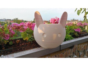 cute rabbit pot wider base outdoor garden flower vase planter plant 3d print model - Mito3D