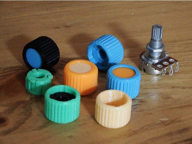 knob 6mm 2-piece electronics potentiometer volume 3D print model - Mito3D