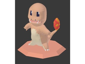 etwas low-poly charmander video Spiele pokemon Figuren rot Spielzeug 3d print model - Mito3D