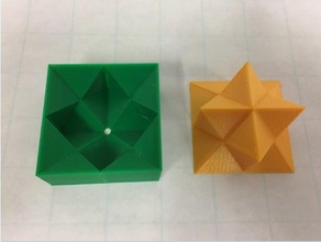 non-flexible spiky stellated rhombic dodecahedron half cube dissection rectangular prism math art 3d print model - Mito3D