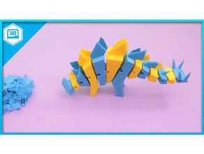 flexy stego doble extruido de juguete juego accesorios dinosaurio extrusión stegosaurus timelapse 3d print model - Mito3D