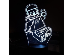 lego film benny années 80 de l'espace guy lampe à led la plaque 2d art des quatre-vingt spaceguy 3d print model - Mito3D