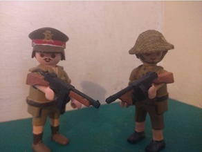playmobil compatible tommy guns revised toys games ww2 3d print model - Mito3D