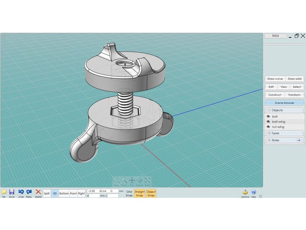 parafuso porca de asa aprendizagem 3D print model - Mito3D