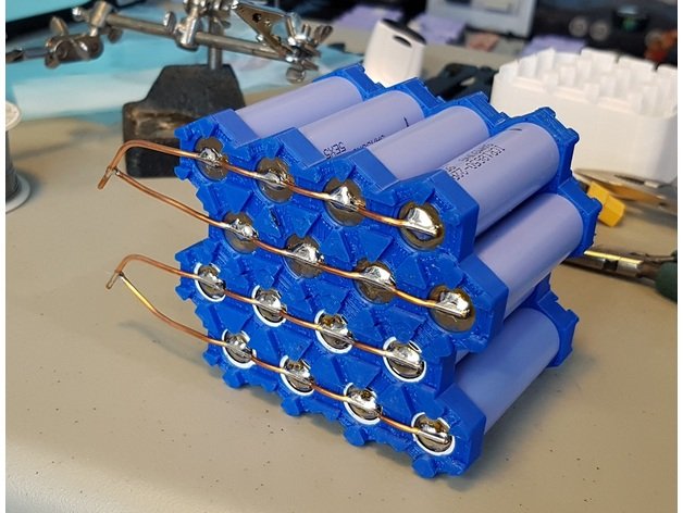 18650 paramétrique hex batterie cellule titulaire de l'électronique cas vélo électrique 3D print model - Mito3D